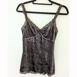 New Express Velvet Brown Romantic Lace Straps Cami